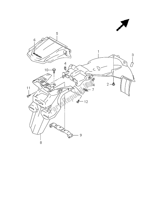 All parts for the Rear Fender of the Suzuki DR 125 SM 2009