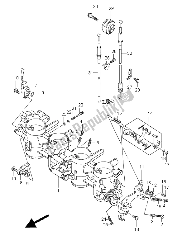 Tutte le parti per il Corpo Farfallato del Suzuki GSX R 1000 2004