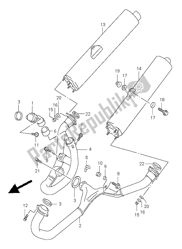 All parts for the Muffler of the Suzuki TL 1000S 1998