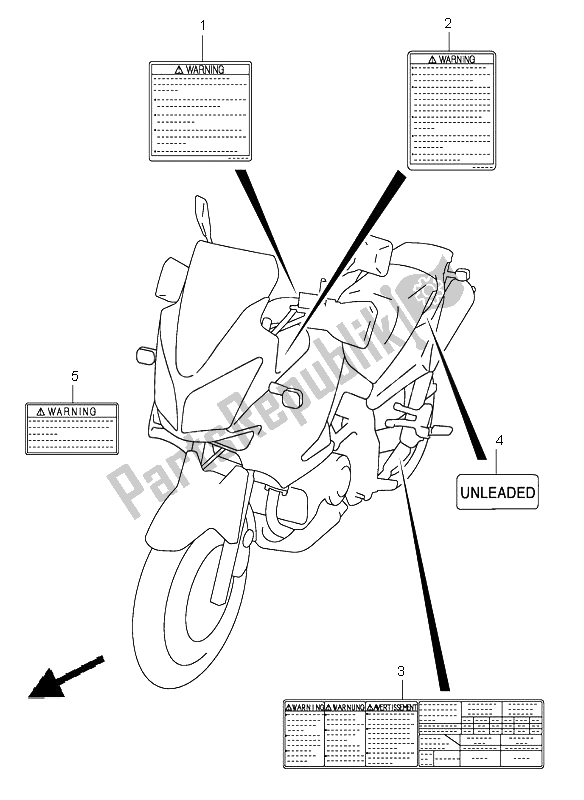 All parts for the Label of the Suzuki DL 1000 V Strom 2002