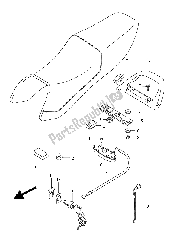 Todas las partes para Asiento de Suzuki GS 500H 2001