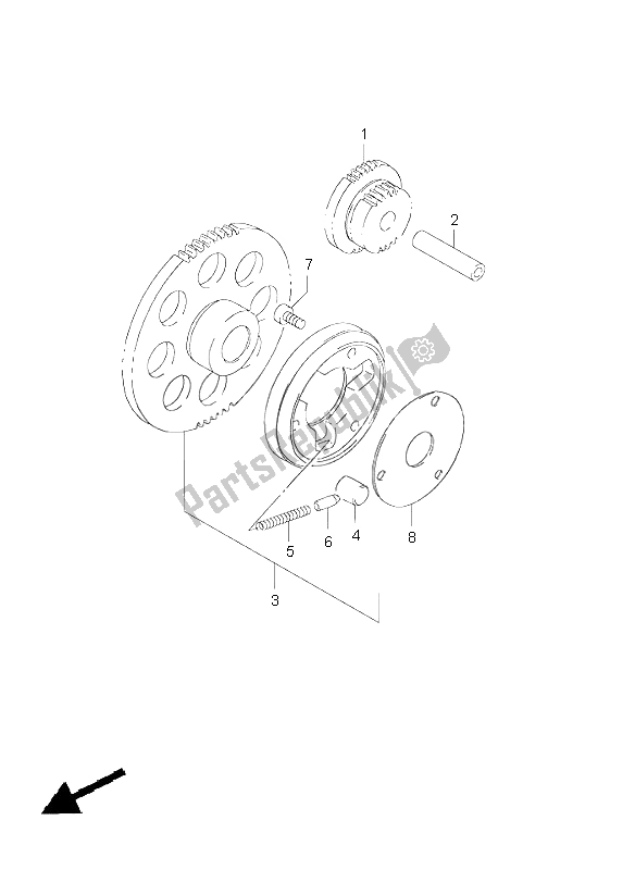 All parts for the Starter Clutch of the Suzuki GS 500E 1999