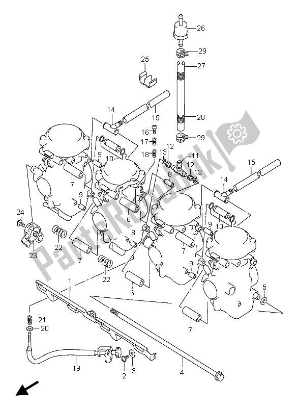 Toutes les pièces pour le Raccords De Carburateur du Suzuki GSX 750F 2005