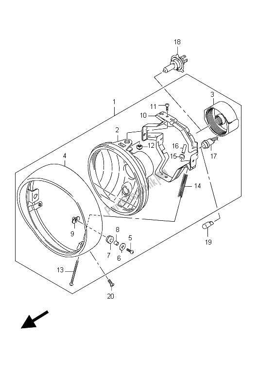 Toutes les pièces pour le Ensemble De Phares (vl800c E02) du Suzuki C 800 VL Intruder 2012