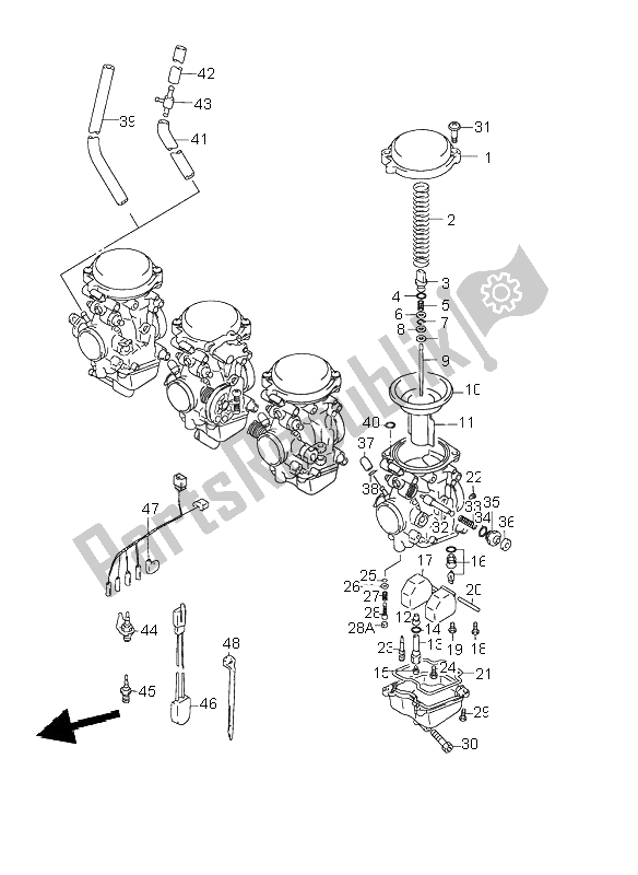 All parts for the Carburetor of the Suzuki GSX 750F 2002