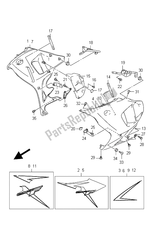 Tutte le parti per il Sotto Cowling (gsx650f E21) del Suzuki GSX 650 FA 2012