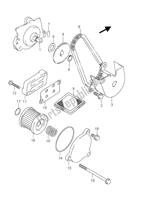 All parts for the Oil Pump of the Suzuki UH 125 Burgman 2008