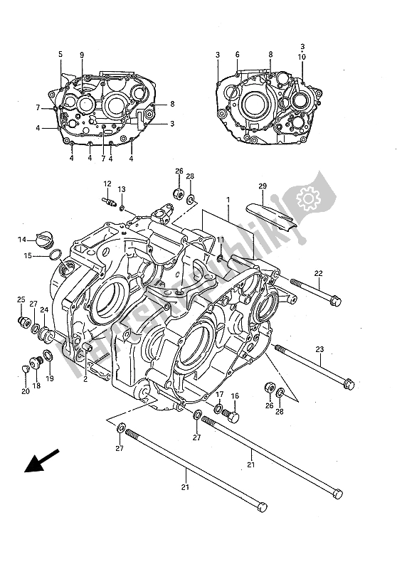 All parts for the Crankcase of the Suzuki LS 650 FP Savage 1989