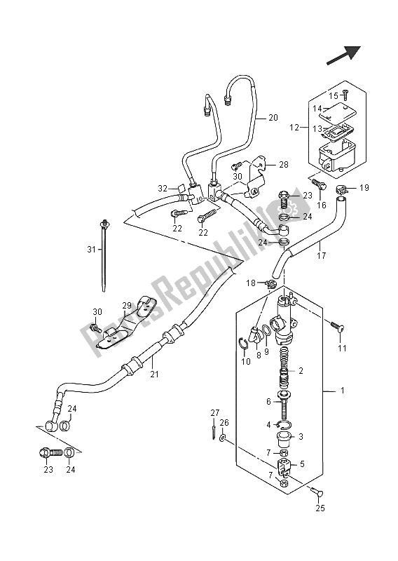 Alle onderdelen voor de Hoofdremcilinder Achter (gsx-s1000auf) van de Suzuki GSX S 1000A 2016