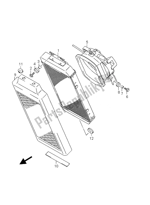 All parts for the Radiator of the Suzuki VZ 800 Intruder 2010