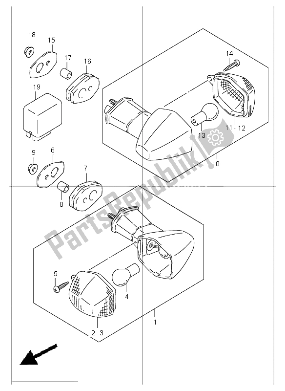 All parts for the Turn Signal Lamp (gsf1200s) of the Suzuki GSF 1200 NS Bandit 2002