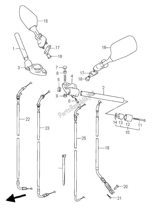 All parts for the Handle Bar of the Suzuki RF 600R 1997