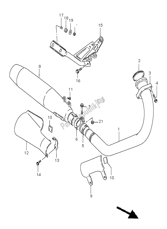 All parts for the Muffler of the Suzuki LS 650 Savage 1996