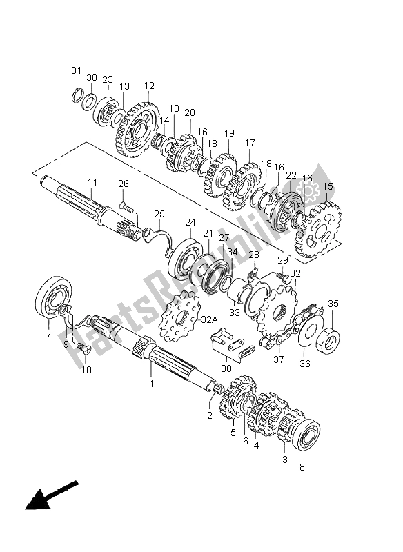 All parts for the Transmission of the Suzuki GN 125E 2001