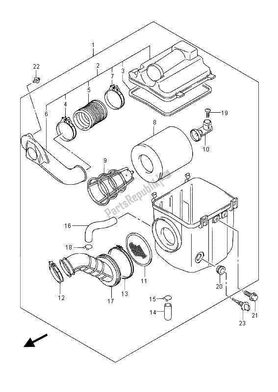 All parts for the Air Cleaner (lt-a400fz) of the Suzuki LT A 400 FZ Kingquad ASI 4X4 2014