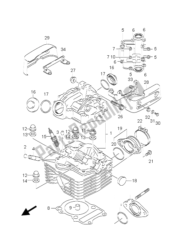 All parts for the Cylinder Head of the Suzuki GZ 125 Marauder 2006