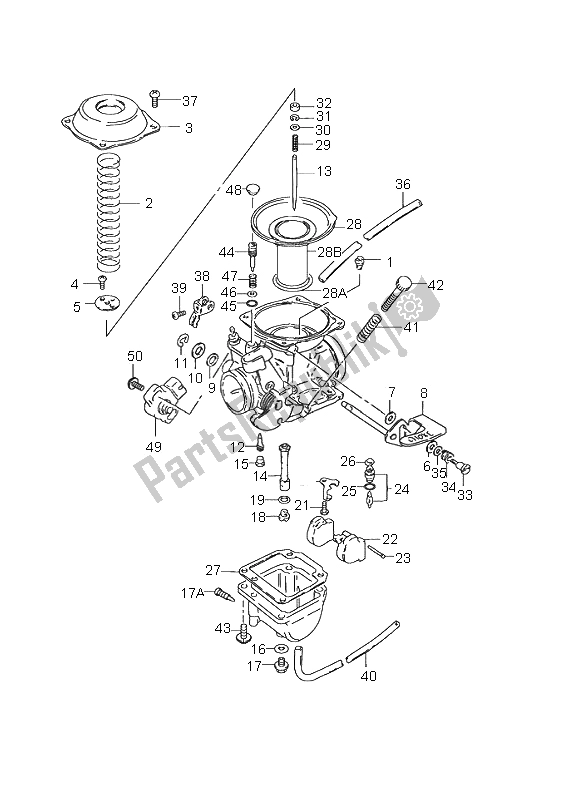 All parts for the Carburetor of the Suzuki GN 125E 2000