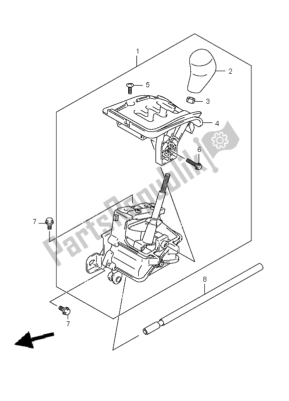 Alle onderdelen voor de Schakelhendel van de Suzuki LT A 700X Kingquad 4X4 2007
