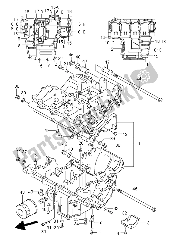 Tutte le parti per il Carter del Suzuki GSX 1300R Hayabusa 2001