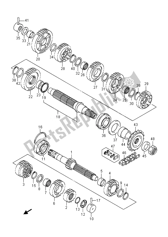 All parts for the Transmission of the Suzuki GSX 1300 RA Hayabusa 2014