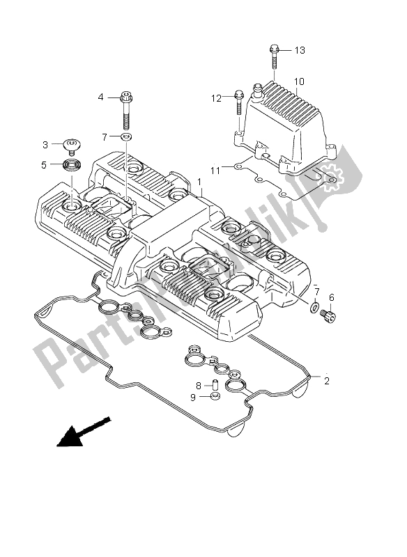 All parts for the Cylinder Head Cover of the Suzuki GSX 1400 2005