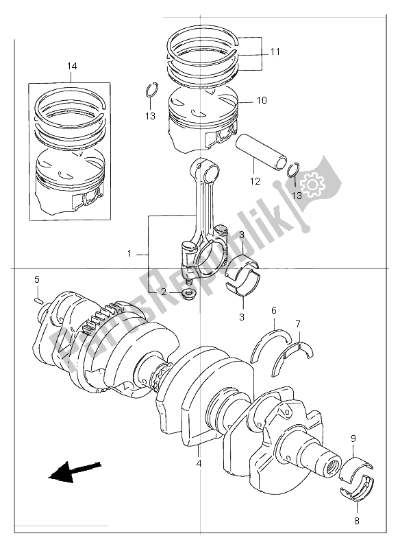 All parts for the Crankshaft of the Suzuki GSF 1200 NSZ Bandit 2004