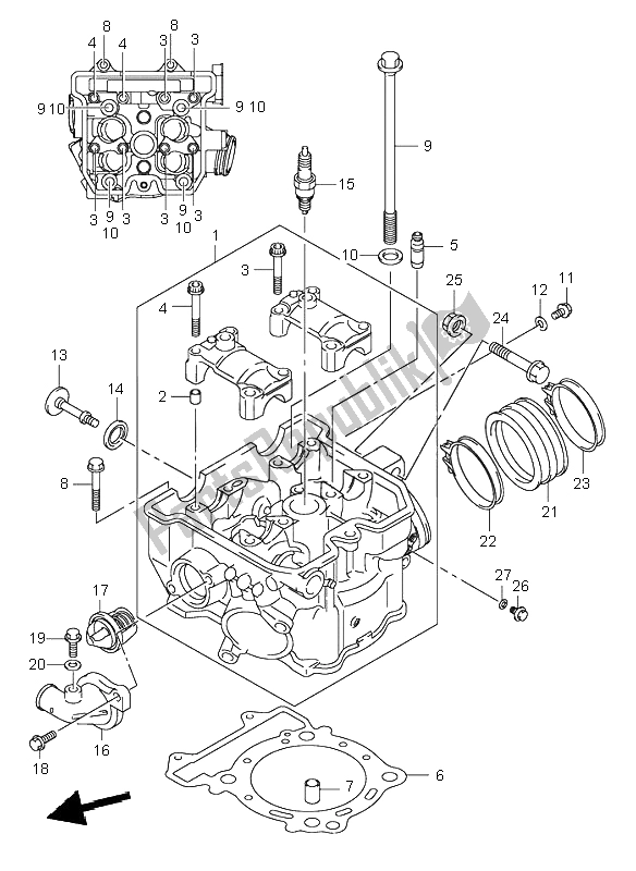 Todas as partes de Cabeça De Cilindro do Suzuki DR Z 400S 2001