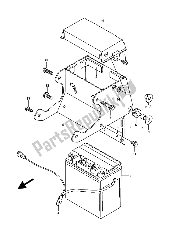 All parts for the Battery of the Suzuki VS 1400 Glpf Intruder 1990