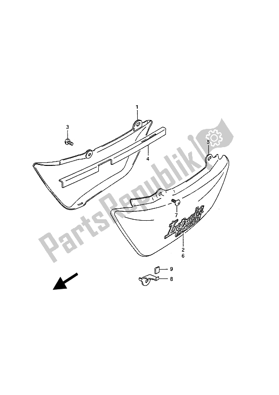 Alle onderdelen voor de Frame Afdekking van de Suzuki VS 1400 Glpf Intruder 1994