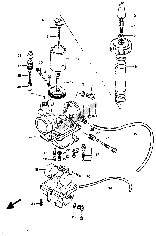Todas as partes de Carburador do Suzuki RG 125 Abuaubu Gamma 1988