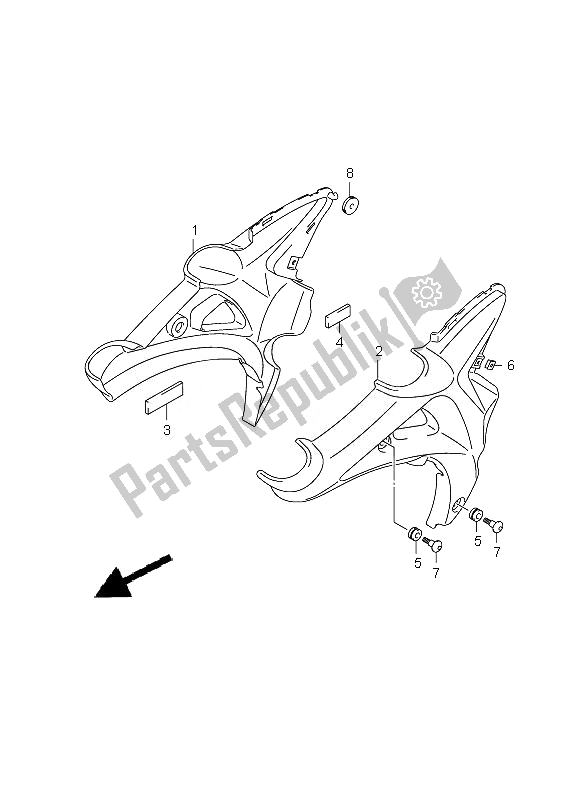 Tutte le parti per il Coperchio Inferiore Del Telaio del Suzuki SFV 650A Gladius 2010