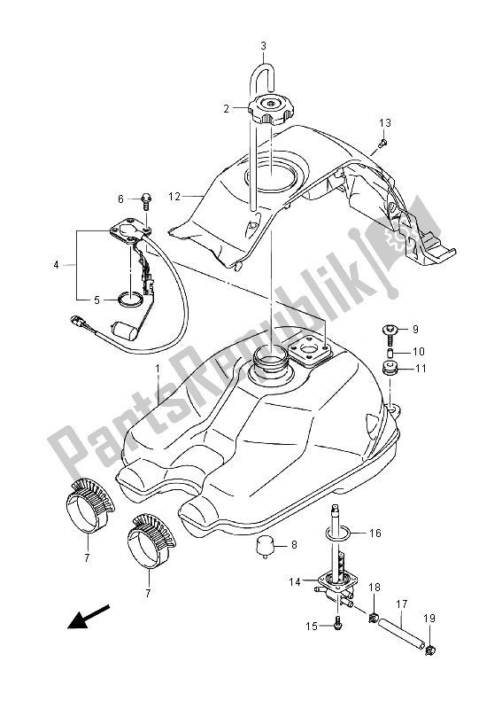 Alle onderdelen voor de Benzinetank van de Suzuki LT A 400 FZ Kingquad ASI 4X4 2014