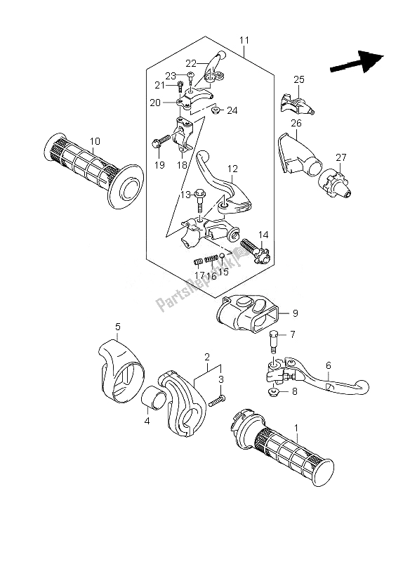 All parts for the Handle Lever of the Suzuki RM Z 250 2007