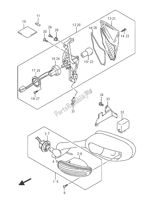 Alle onderdelen voor de Richtingaanwijzer Lamp van de Suzuki GSX R 1000A 2016