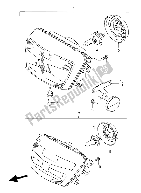 Alle onderdelen voor de Koplamp (gsf1200s-sa) van de Suzuki GSF 1200 Nssa Bandit 1999