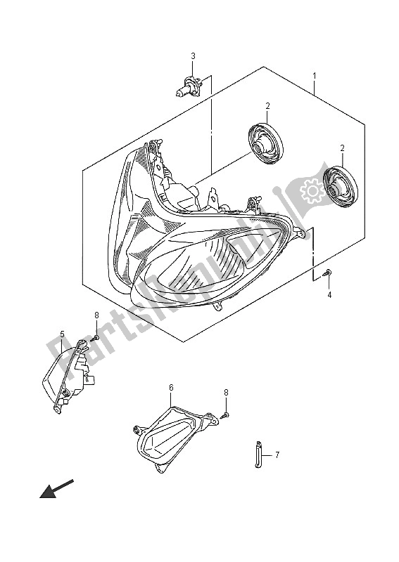 Toutes les pièces pour le Lampe Frontale du Suzuki AN 650Z Burgman Executive 2016