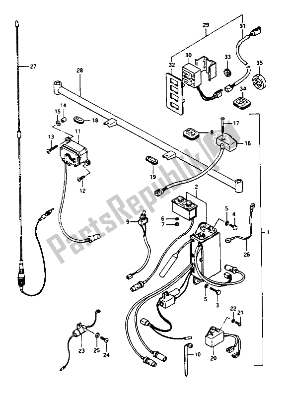 Tutte le parti per il Kit Radio Cb del Suzuki GV 1400 Gdgc 1987