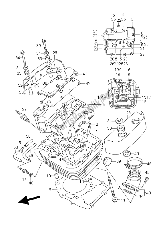 Todas as partes de Cabeça Do Cilindro (frente) do Suzuki VL 1500 Intruder LC 2004