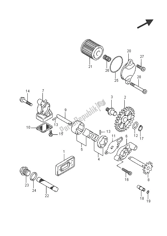 All parts for the Oil Pump of the Suzuki RM Z 250 2016