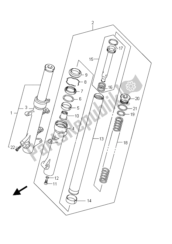 Tutte le parti per il Ammortizzatore Forcella Anteriore (an400) del Suzuki Burgman AN 400 AZA 2010