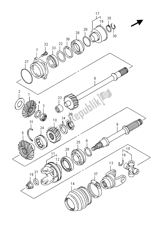 Todas las partes para Accionamiento Secundario de Suzuki LT A 500 XZ Kingquad AXI 4X4 2015