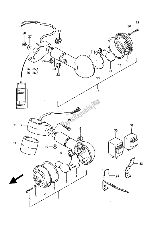 All parts for the Turn Signal Lamp of the Suzuki LS 650 FP Savage 1986