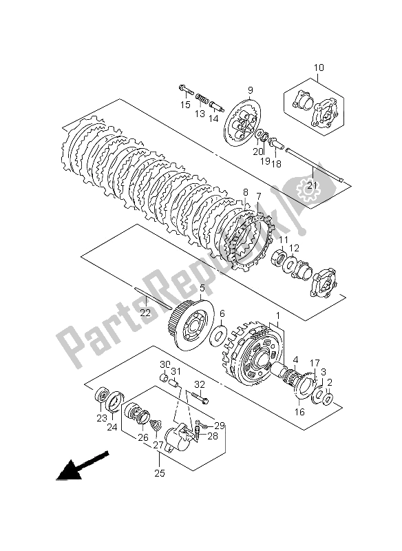 All parts for the Clutch of the Suzuki VL 1500 Intruder LC 2005