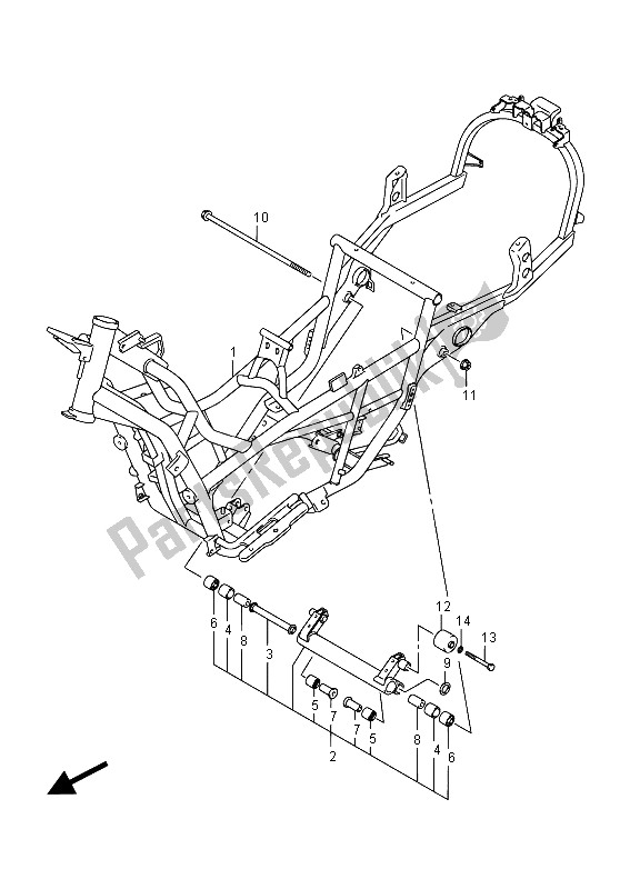 Alle onderdelen voor de Frame (an400za E02) van de Suzuki Burgman AN 400 AZA 2015