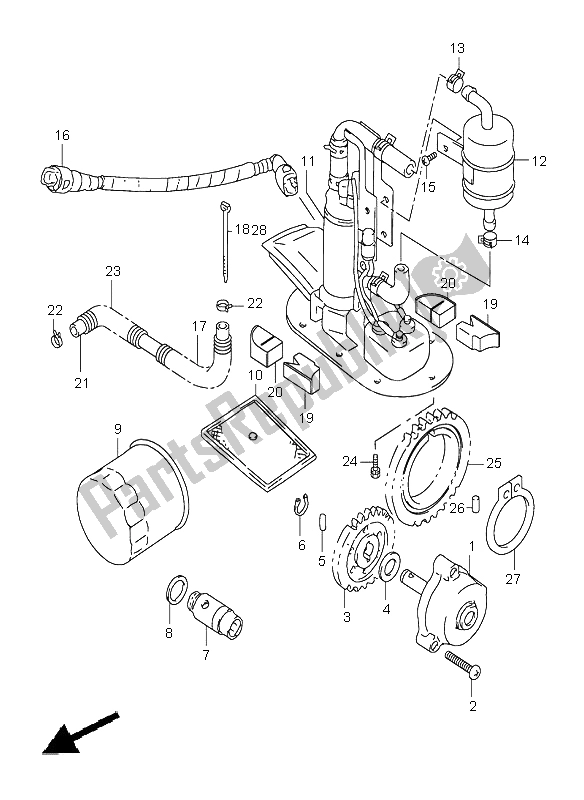 All parts for the Oil Pump & Fuel Pump of the Suzuki TL 1000S 1999