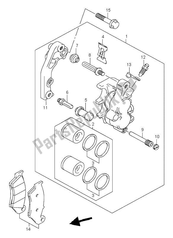 Tutte le parti per il Pinza Anteriore del Suzuki RM 125 2002