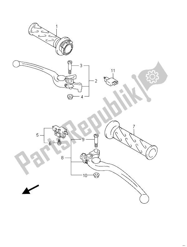 All parts for the Handle Lever (gsf650u) of the Suzuki GSF 650 Sasa Bandit 2011