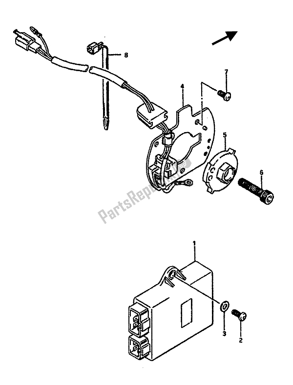 All parts for the Signal Generator of the Suzuki GSX R 750 1990