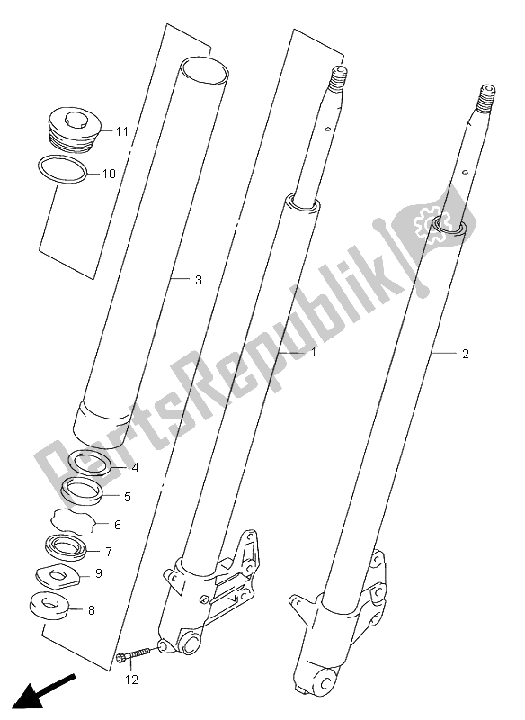 All parts for the Front Damper of the Suzuki VZ 800 Marauder 2000