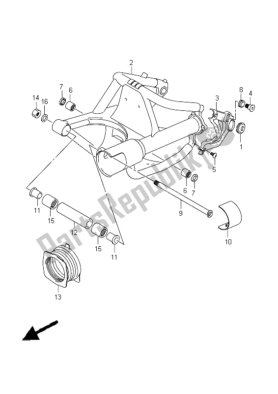 All parts for the Rear Swinging Arm of the Suzuki VZ 1500 Intruder 2009